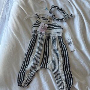 Jessica Simpson Black and White Striped Romper
